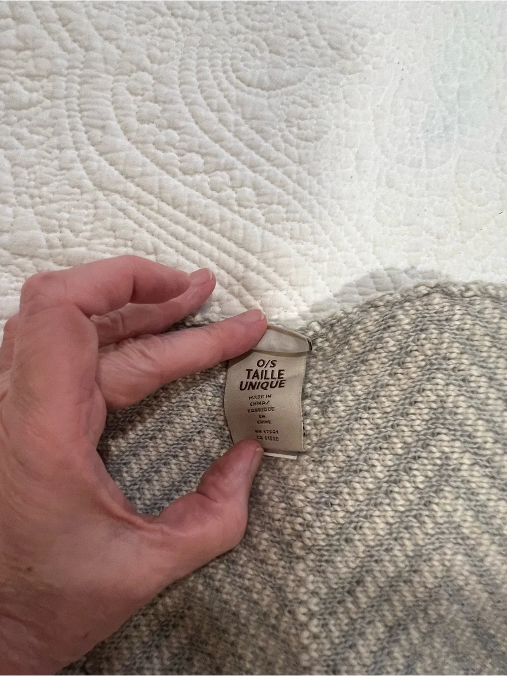 UGG Neutral Chevron Knit Scarf with Gray Trim